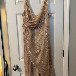 Glamorous Strappy Gold  Sequin Dress xl